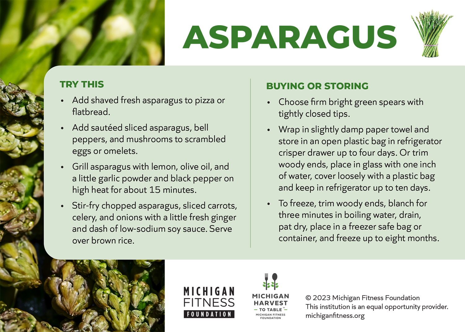 Asparagus Recipe Card